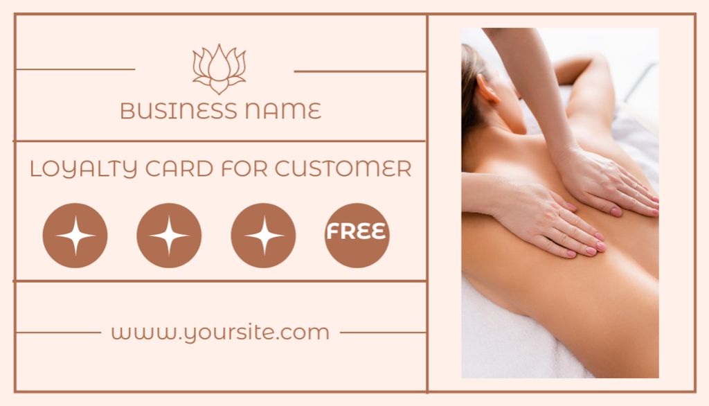 Discount on Relaxing Body Massage Service Business Card USデザインテンプレート