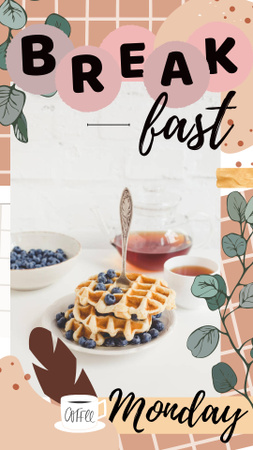 Blueberry Wafers with Jam and Coffee Instagram Story Design Template