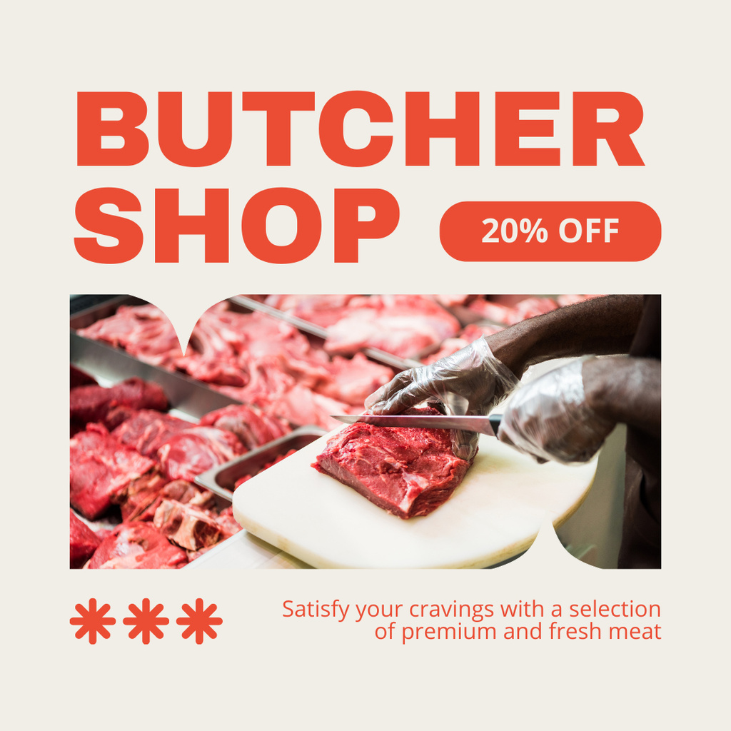 Butcher Shop Promo Instagram AD Design Template