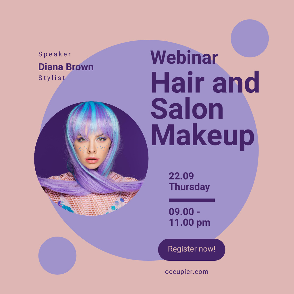 Designvorlage Invitation to Hair and Salon Makeup Webinar für Instagram