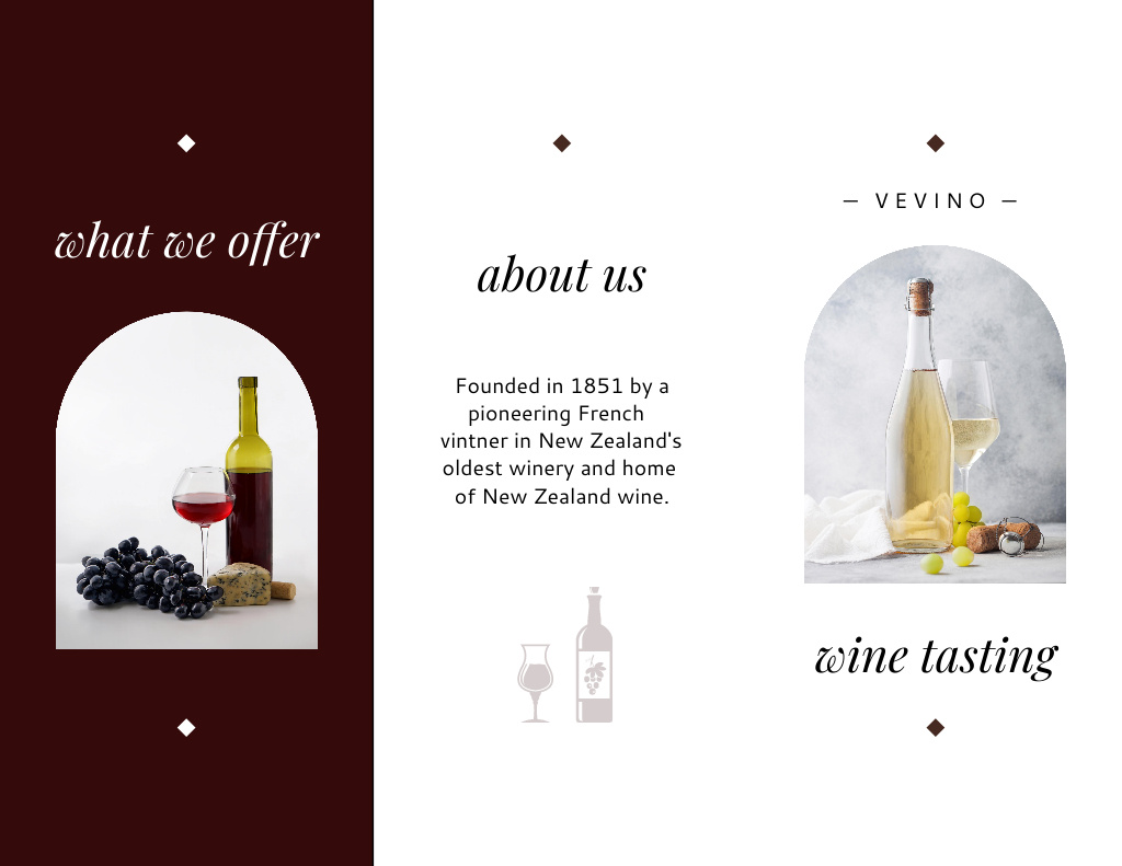 Wine Tasting Announcement with Bottle in Red Brochure 8.5x11in Z-fold Design Template