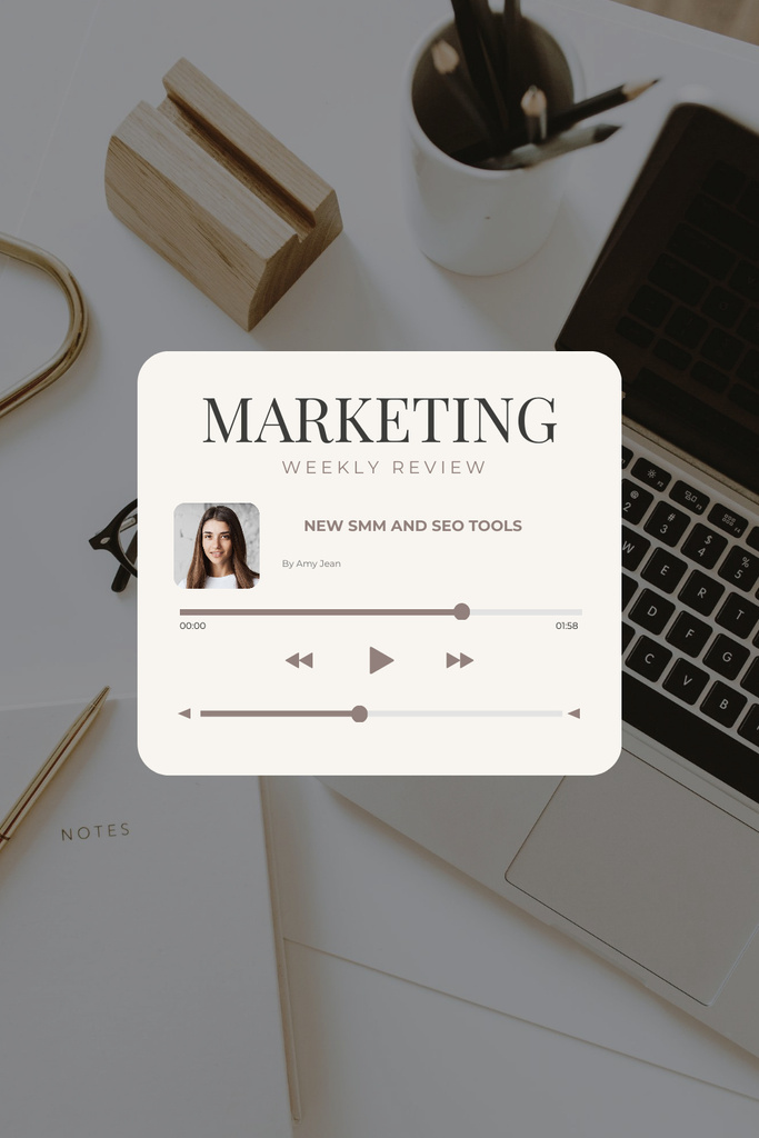 Platilla de diseño Podcast with Marketing weekly review Pinterest