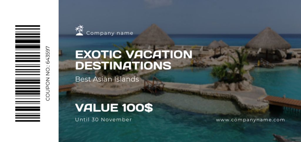 Plantilla de diseño de Unexplored Vacations And Destinations Offer Coupon Din Large 