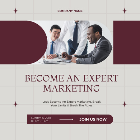 Modèle de visuel Un moyen facile de devenir un expert en marketing en agence - LinkedIn post