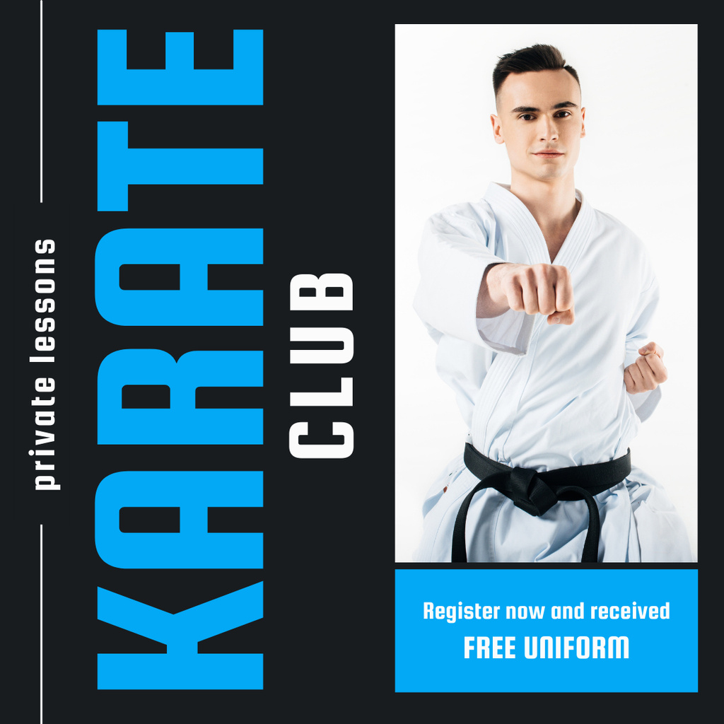 Ad of Karate Club with Fighter Instagram Tasarım Şablonu