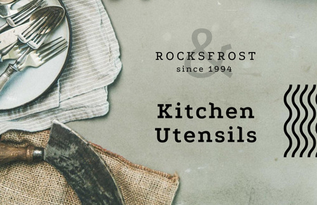 Kitchen Utensils and Cookware Business Card 85x55mm Design Template