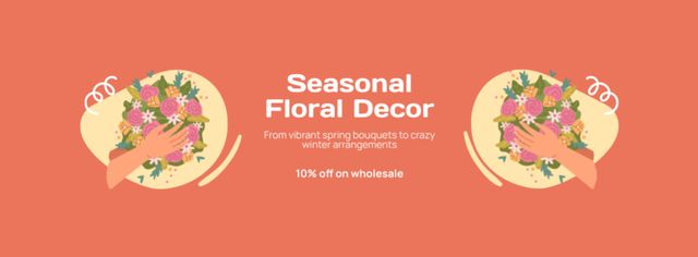 Wholesale Sale of Seasonal Flowers with Discount Facebook cover Design Template
