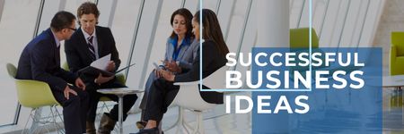 Successful business ideas poster with business people during meeting Twitter – шаблон для дизайна