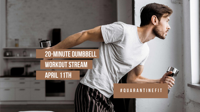 Man doing Workout at Home FB event cover Design Template