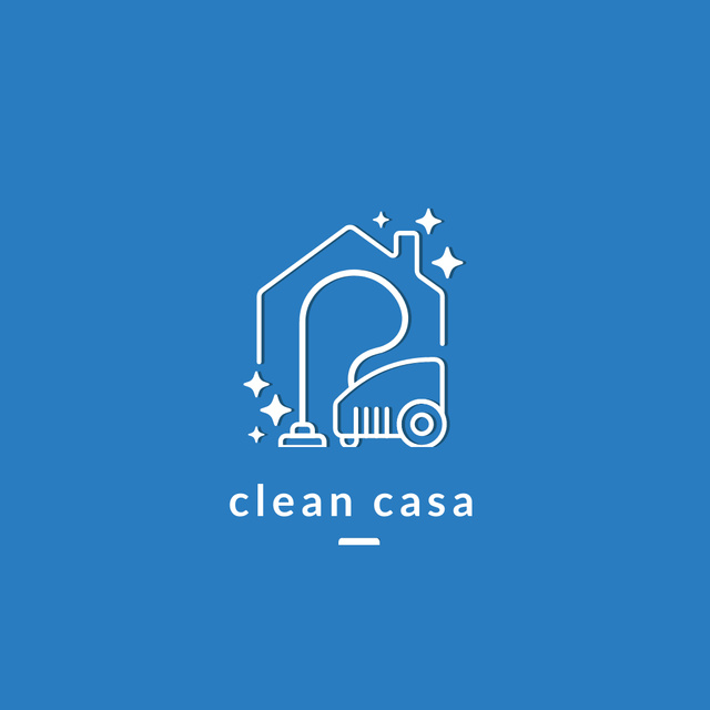 Cleaning Services Ad with Vacuum Cleaner in Blue Logo 1080x1080px Design Template
