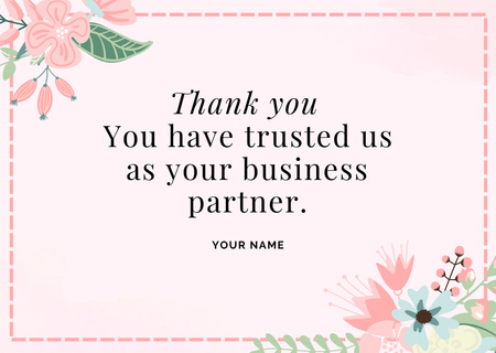 Ontwerpsjabloon van Card van Bedankt bericht voor zakenpartner