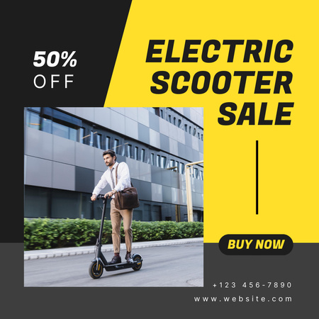 Electric Scooter Promotion with Handsome Man Instagram Design Template