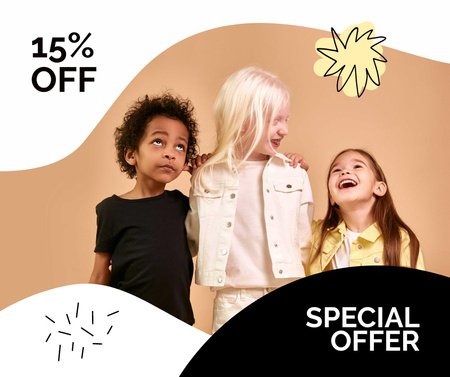 Special Discount Offer with Stylish Kids Facebookデザインテンプレート