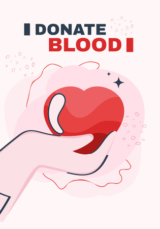 Blood Donation during War in Ukraine with Heart in Hand Poster 28x40in Design Template