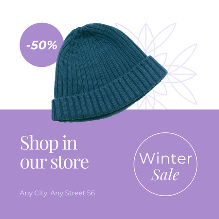 Online Store for Women's Winter Hats Instagram Design Template