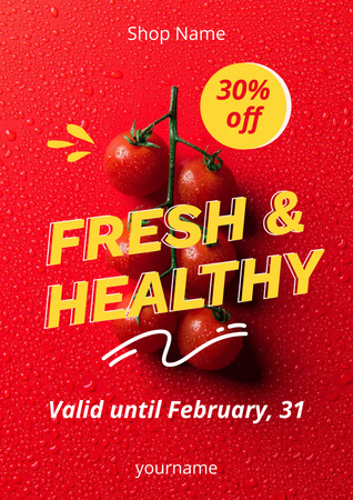 Fresh Tomatoes Discount Until Spring Poster Design Template
