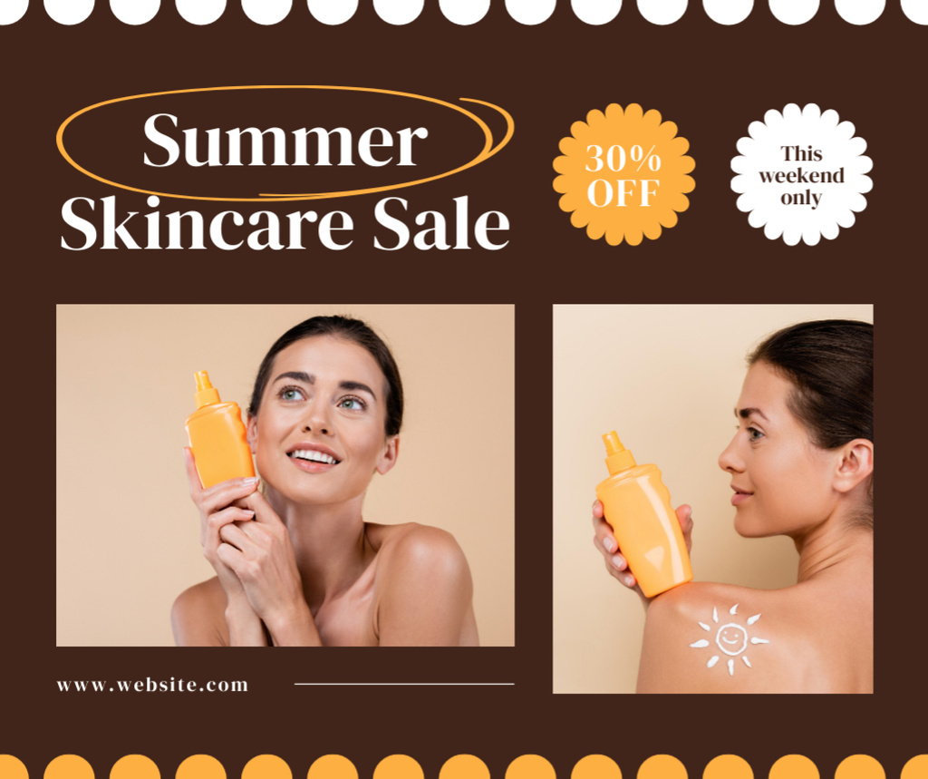 Summer Creams for Tanned Skin Care Facebook Πρότυπο σχεδίασης
