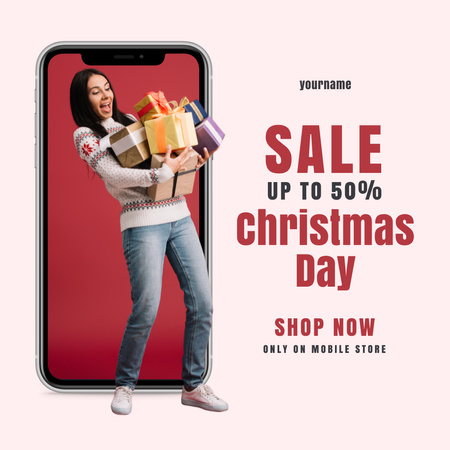Online Sale in Christmas Day Instagram AD Design Template