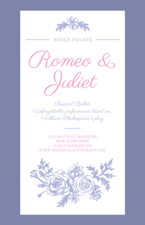 Romeo and Juliet ballet performance announcement Flyer 5.5x8.5in Design Template