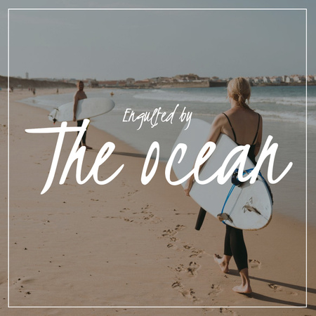 Summer Mood with Surfers at the beach Album Cover Design Template