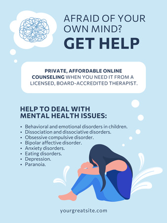 Professional Psychological Help Offer Poster 36x48in Design Template