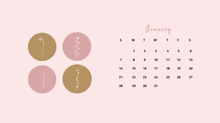 様々な花のイラスト Calendarデザインテンプレート