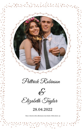 Wedding Announcement with Happy Newlyweds Invitation 4.6x7.2in Modelo de Design