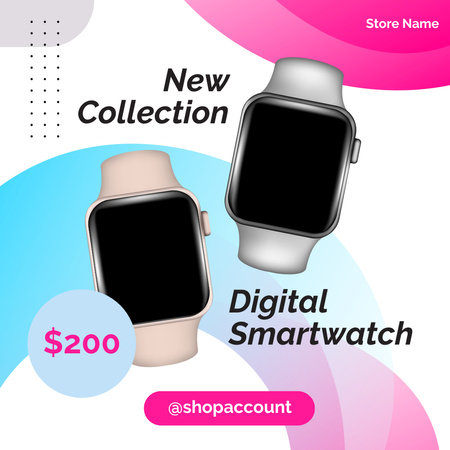 New Digital Smartwatch Collection Offer Instagram AD Design Template