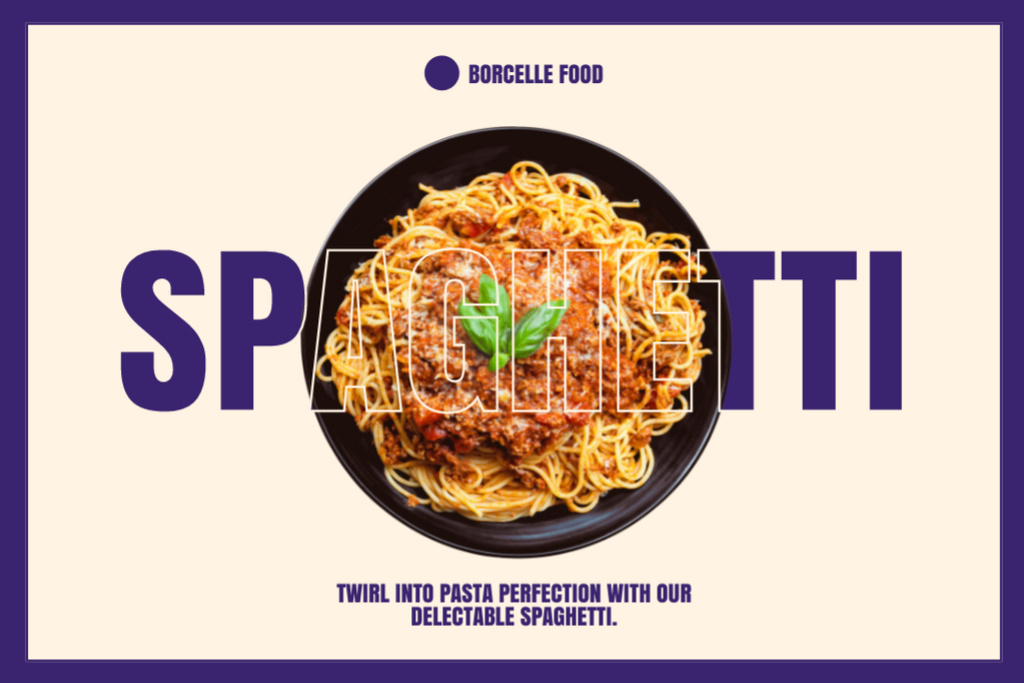 Ontwerpsjabloon van Label van Excellent Spaghetti On Plate Served
