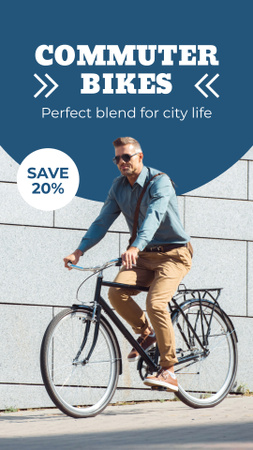 Commuter Bikes At Discounted Rates Offer In Blue Instagram Video Story Design Template