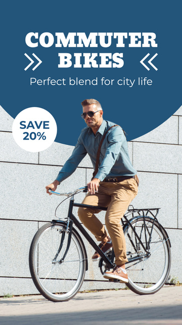 Plantilla de diseño de Commuter Bikes At Discounted Rates Offer In Blue Instagram Video Story 