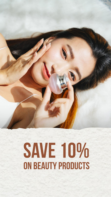 Beauty Ad with Girl holding Cosmetic Cream Instagram Story – шаблон для дизайну