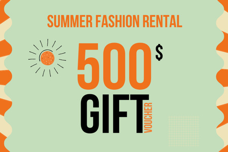 Clothes for rent summer fashion Gift Certificate Design Template