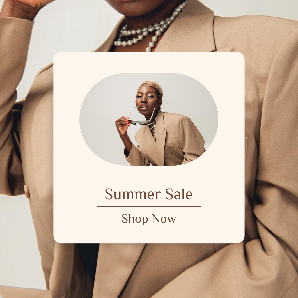Designvorlage Amazing Summer Sale For Fashion CollectionIn Beige für Instagram