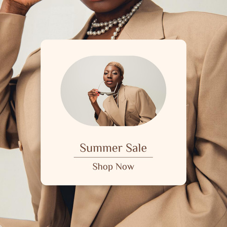 Amazing Summer Sale For Fashion CollectionIn Beige Instagram Design Template