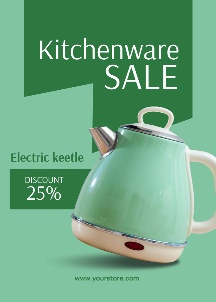 Light Green Electric Kettle Discount Flayer Tasarım Şablonu