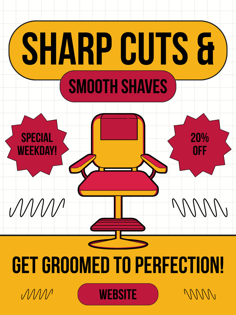Offer Discounts on Haircuts and Shaving Poster USデザインテンプレート
