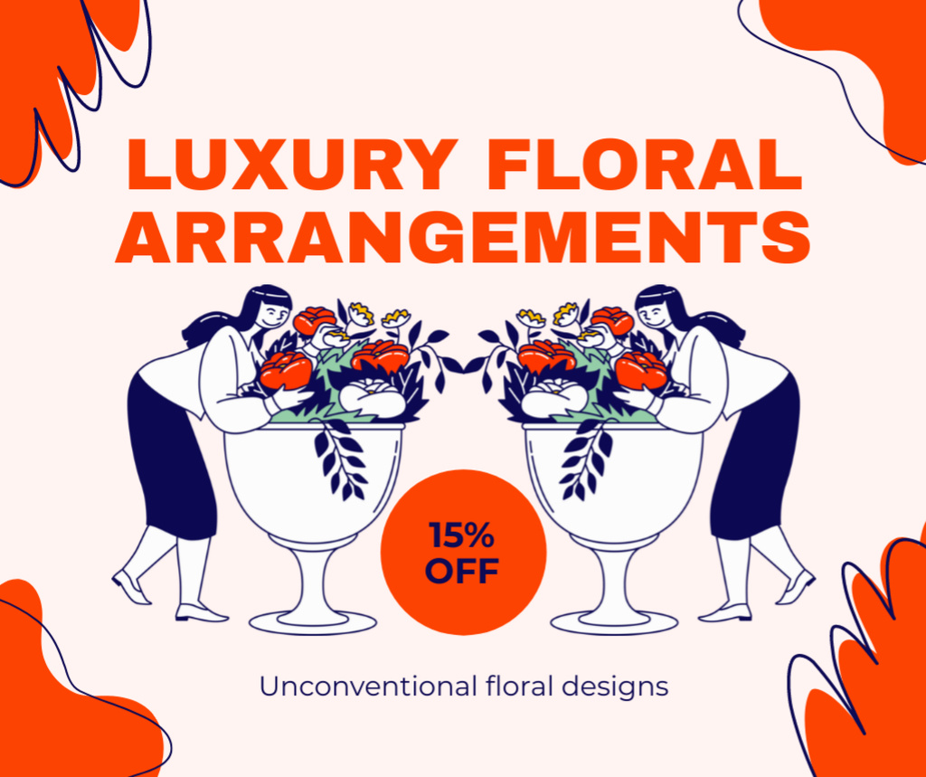 Ontwerpsjabloon van Facebook van Offer Modern Floral Designs at Discount