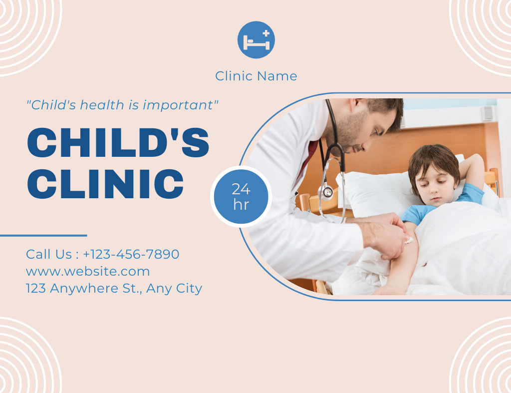 Offer of Pediatric Healthcare Facility Thank You Card 5.5x4in Horizontal Design Template