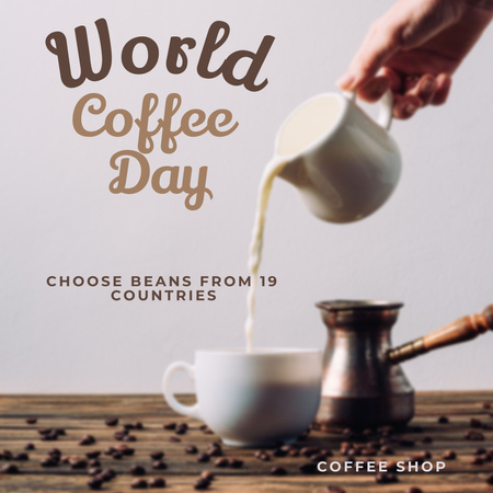 Barista Making Latte for World Goffee Day Instagram Design Template