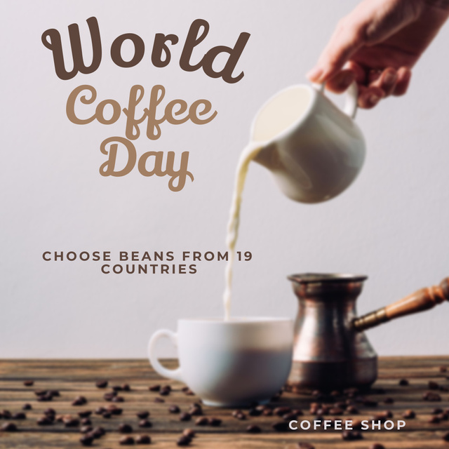 Ontwerpsjabloon van Instagram van Barista Making Latte for World Goffee Day