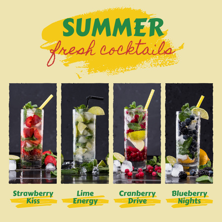 Fresh Summer Cocktails Menu Instagram Design Template