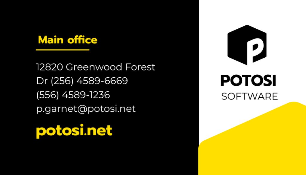 Senior Software Engineer Contacts on Black and Yellow Business Card US Modelo de Design