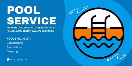 Pool Maintenance Offer with Simple Icon Twitter Design Template