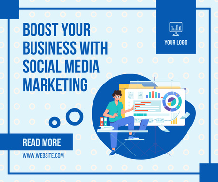 Social Media Marketing Services Offer with Diagrams Facebook Πρότυπο σχεδίασης