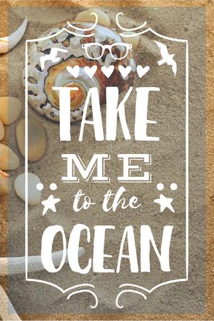 Vacation Theme Shells on Sandy Beach Tumblrデザインテンプレート