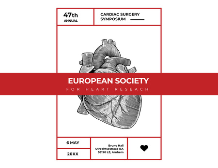 Ontwerpsjabloon van Flyer 8.5x11in Horizontal van Cardiac Surgery Symposium Ad with Human Heart Sketch