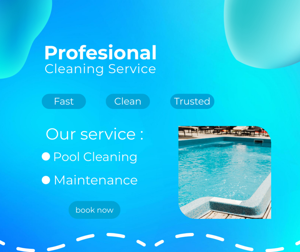 Designvorlage Professional Cleaning Services for Water Pools für Facebook