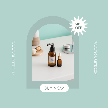 Skincare Offer with Cosmetic Serum Instagram Design Template