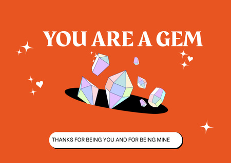 You Are a Gem Text Postcard Design Template
